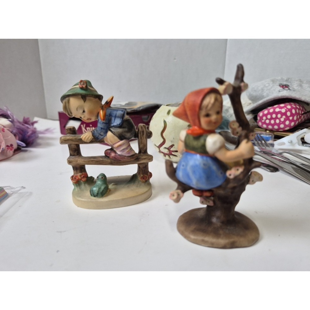Goebel Hummel Figurines Apple Tree Girl 141 3/0 & Boy on Fence 201 2/0 Set